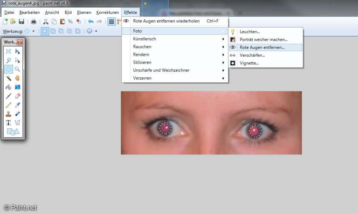 Tipp 9 - Rote Augen entfernen