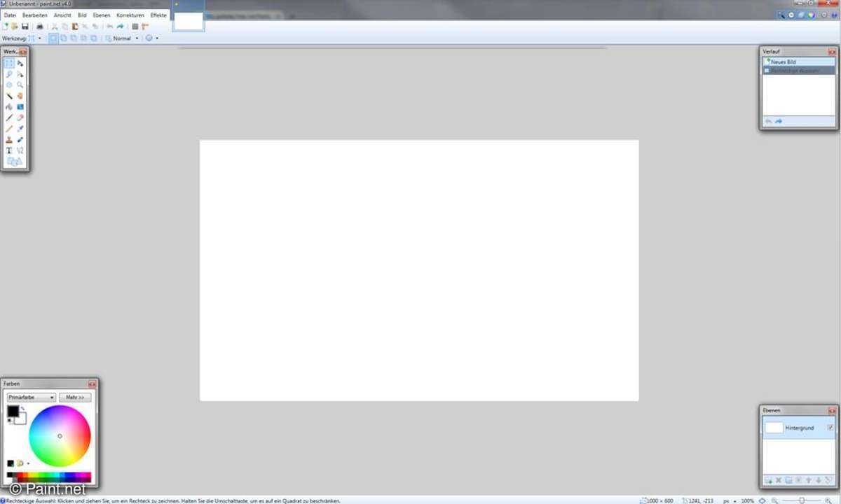 Tipp 1 - Arbeitsfläche und Werkzeuge in Paint.net