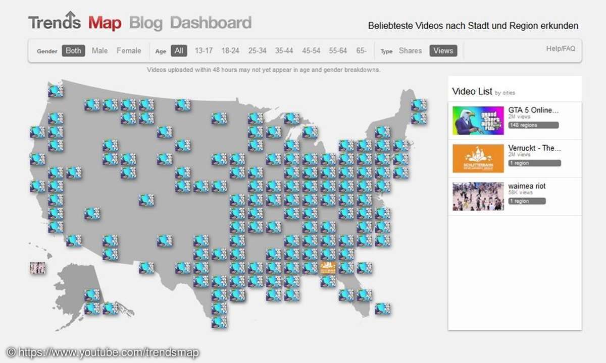Youtube Trendsmap Screenshot