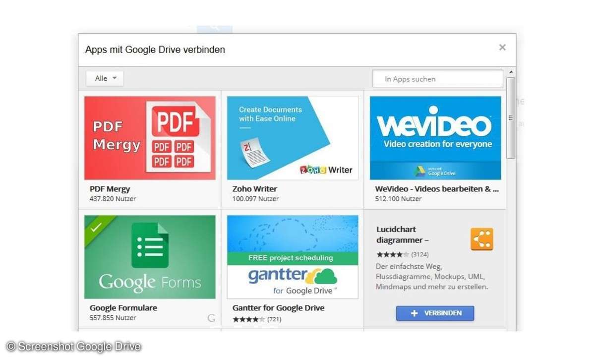 Google, Drive, Cloudspeicher, Apps, Verbindungen