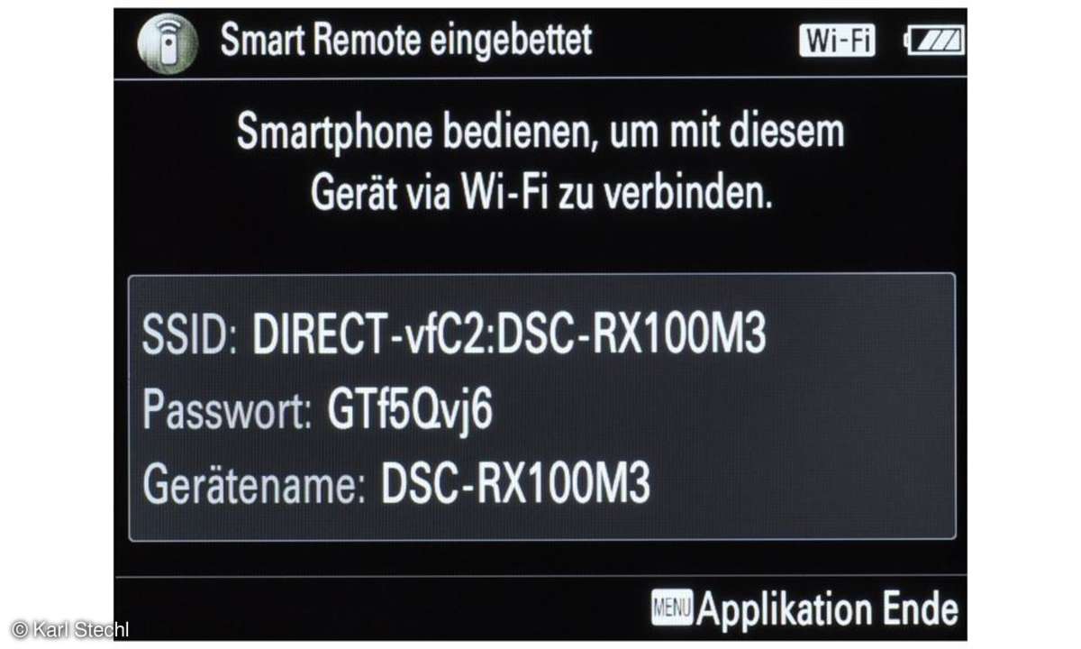 Sony RX100 III, Bedienung, Screenshot