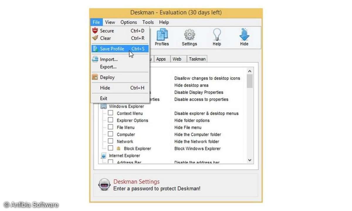 Software, Deskman, Anfibia Software, Benutzersicherheit