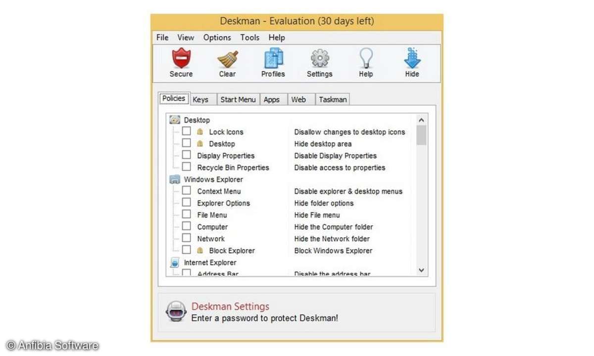Software, Deskman, Anfibia Software, Benutzersicherheit