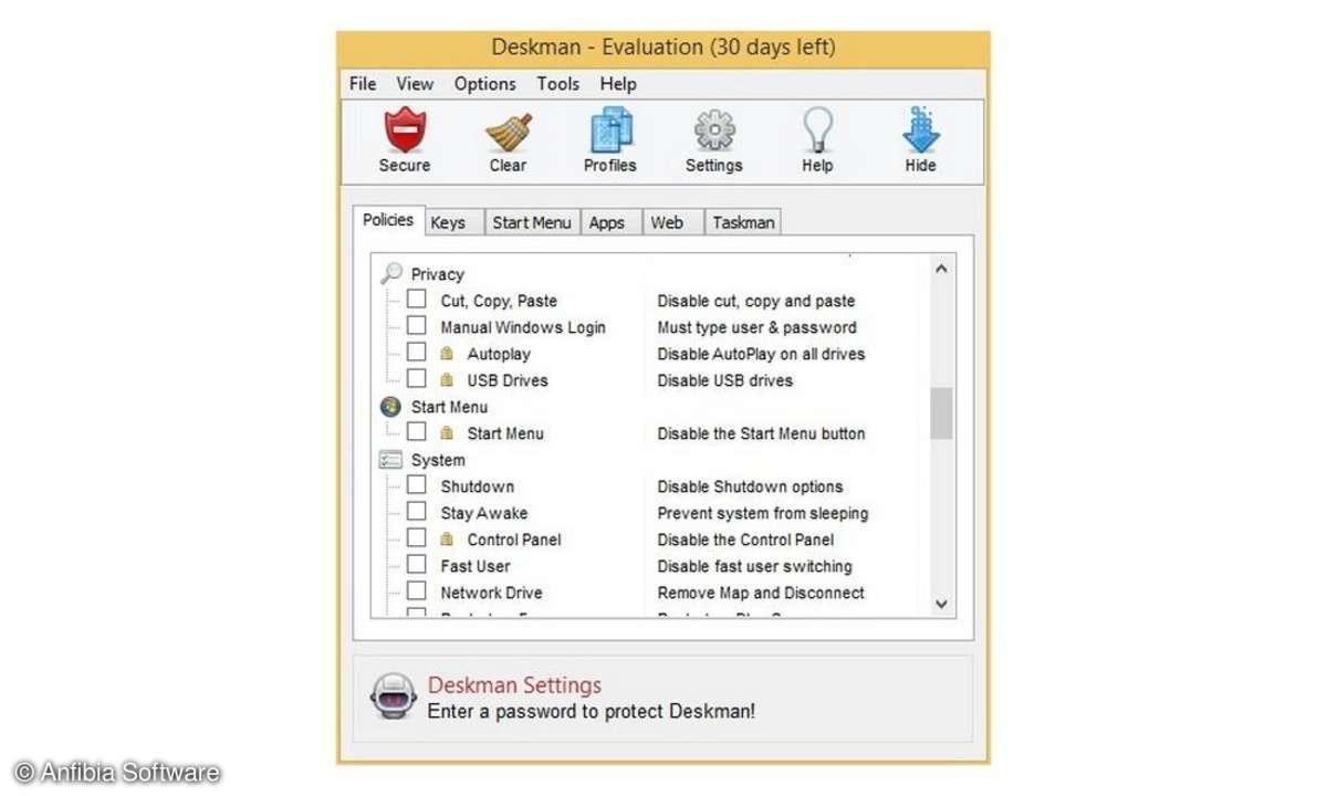 Software, Deskman, Anfibia Software, Benutzersicherheit
