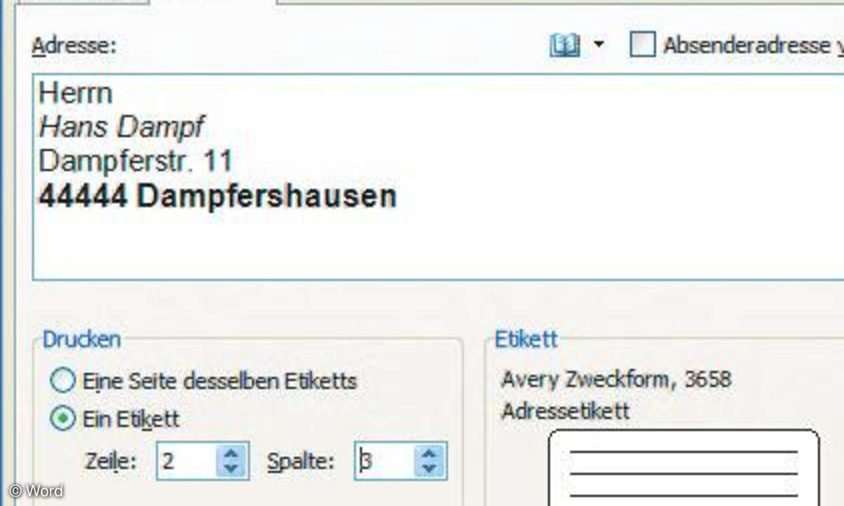 Druck, Etiketten