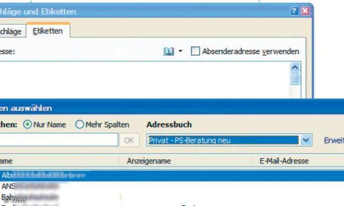 Etiketten, speichern