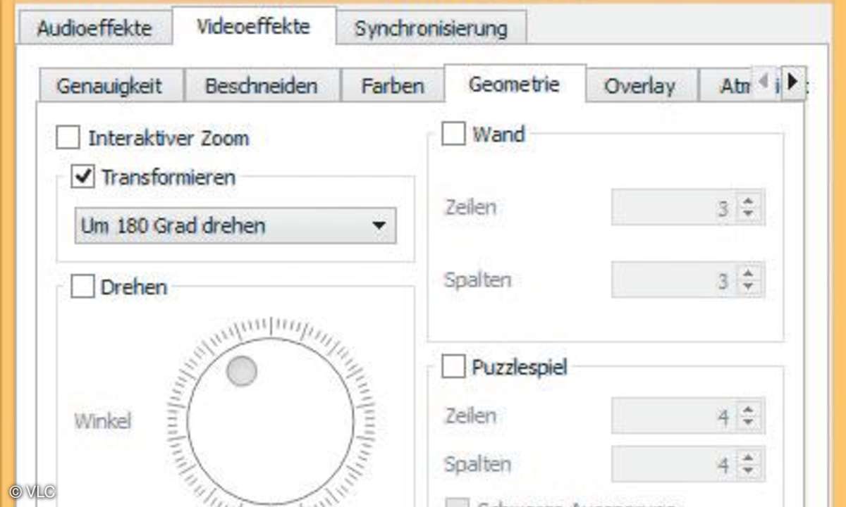 VLC, Transformieren, Videos drehen