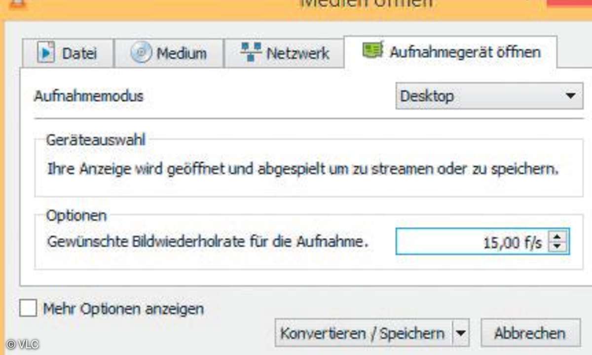 VLC, Aufnahmegerät