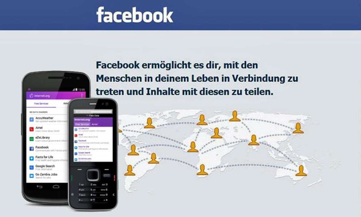 Facebook bietet eine App mit kostenlosem Internetzugang.