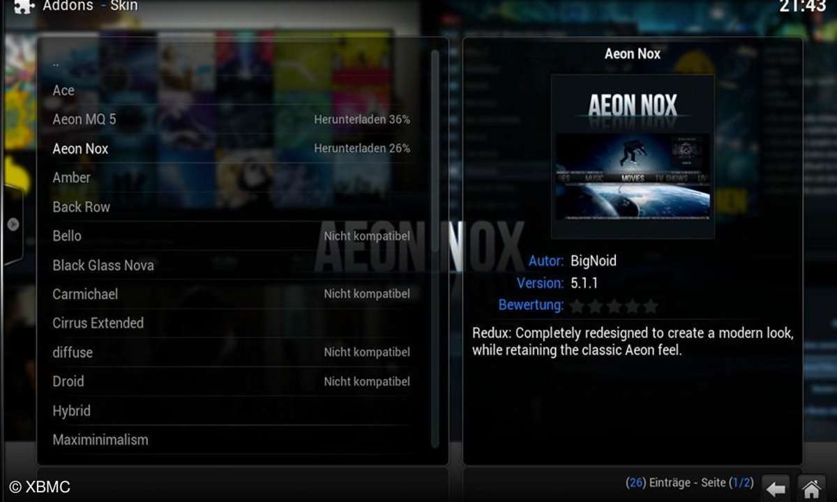 XBMC, Skins, Look, Oberfläche, Software, Mediacenter, Film, Musik
