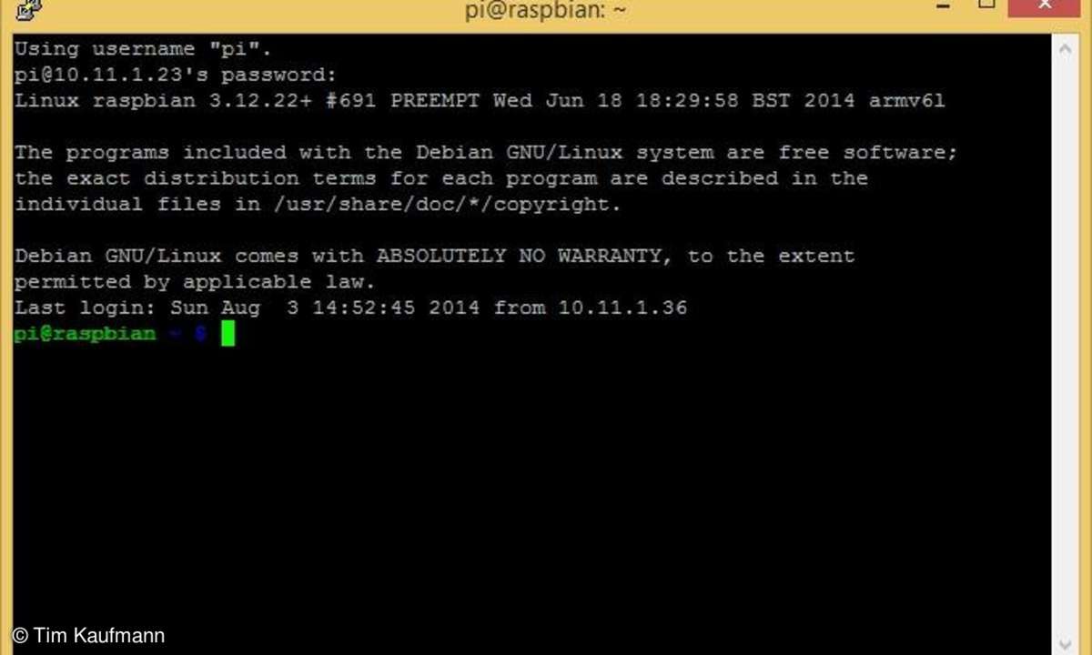 Putty für Pasberry Pi aufsetzen