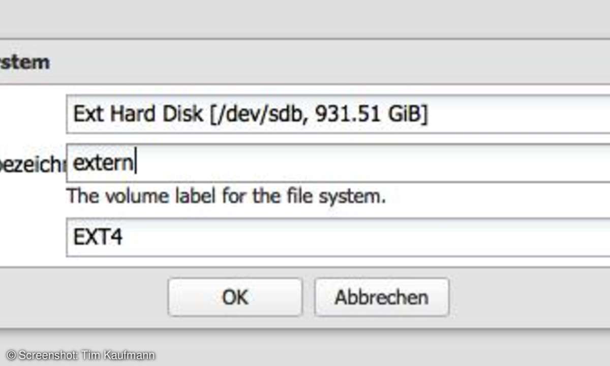 Datenträgerbezeichnung vergeben
