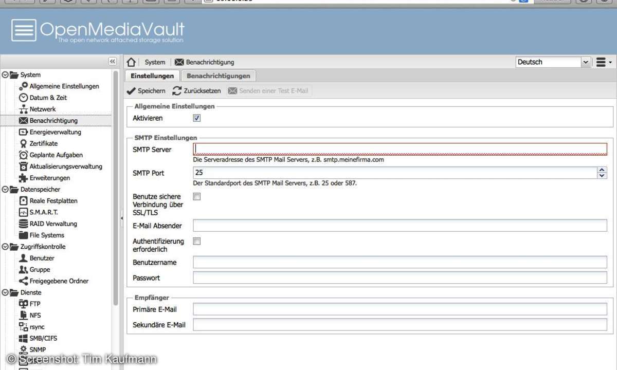 OpenMediaVault konfigurieren