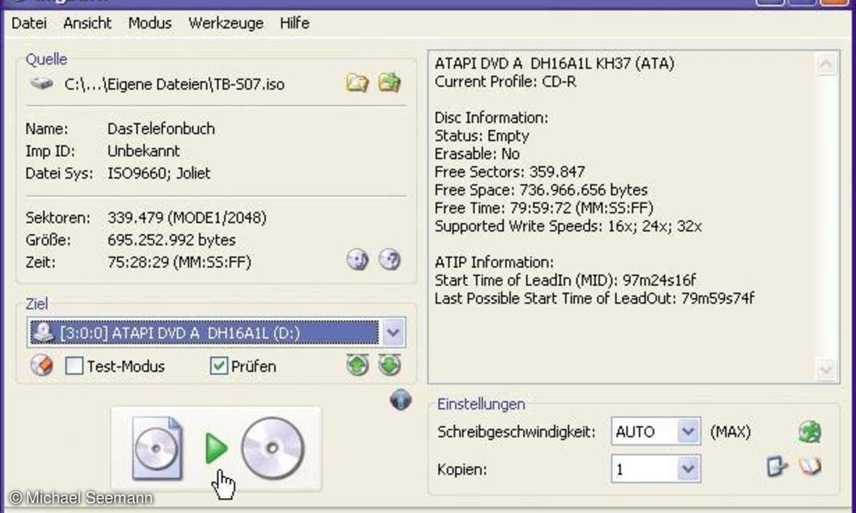 ISO-Images brennen: ImgBurn