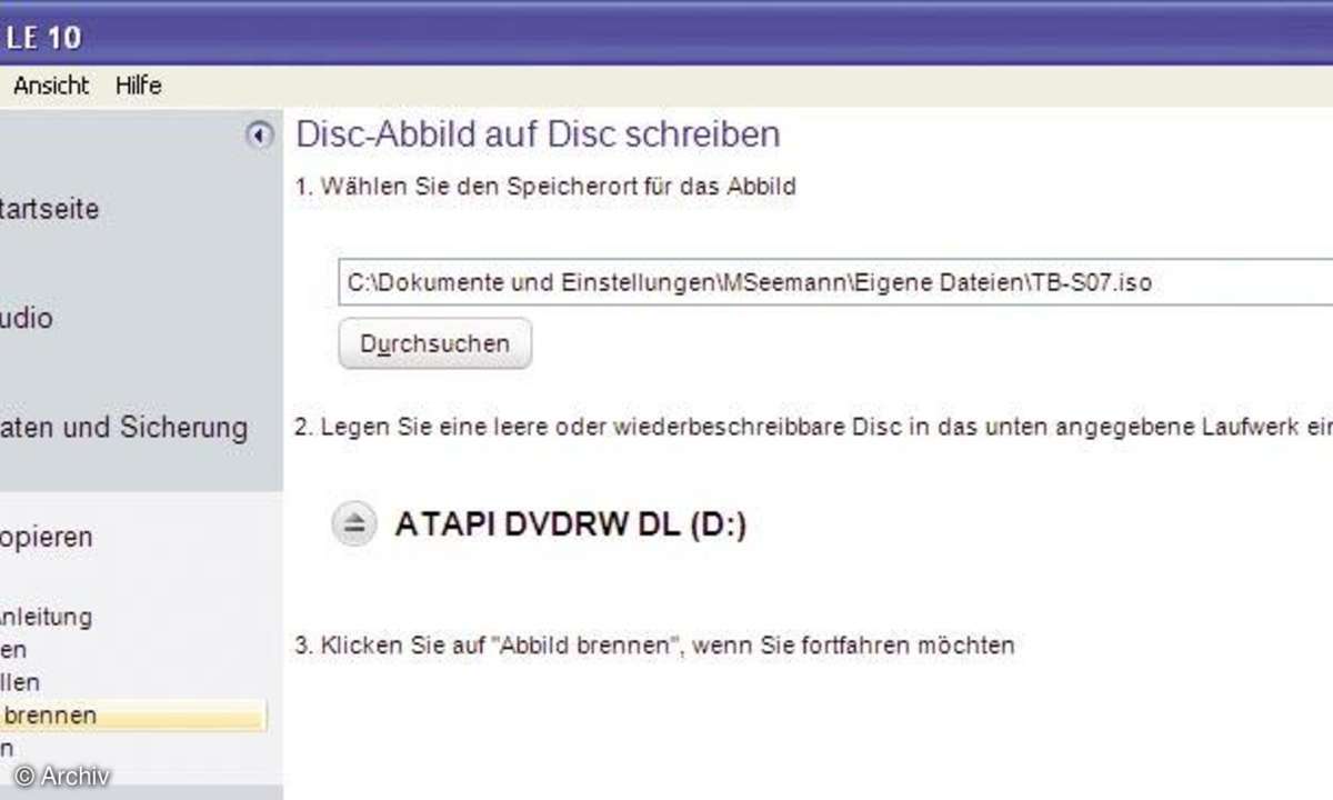 ISO-Images brennen: WinOnCD 10