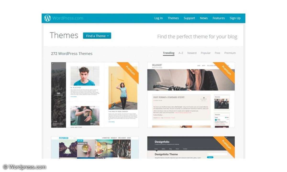 Wordpress bietet viele Design-Vorlagen für Weblogs.