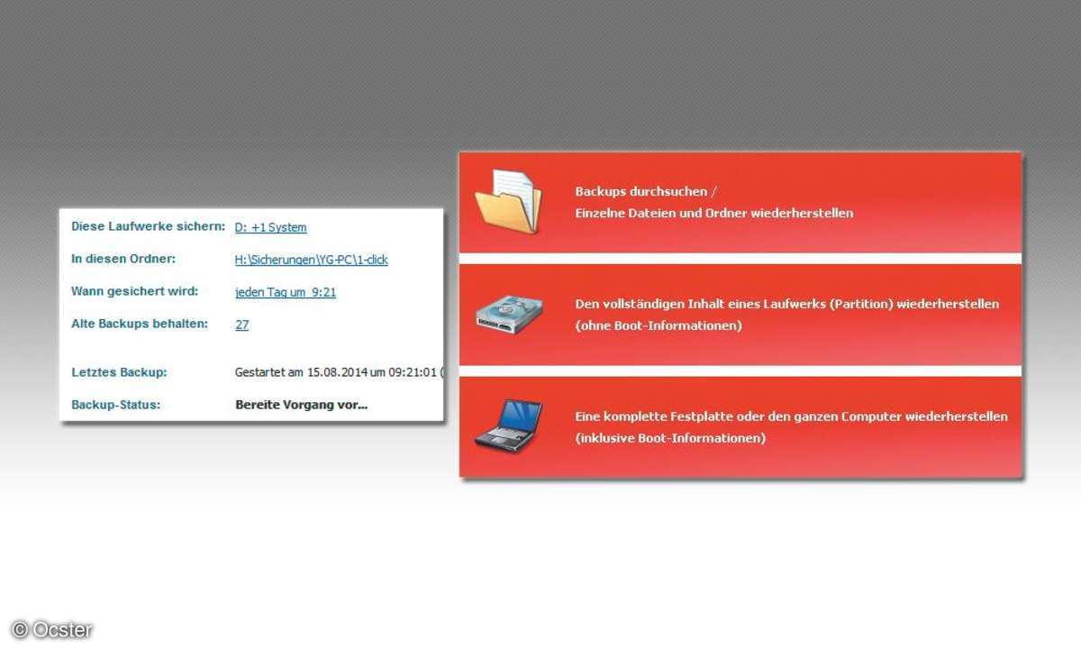 Screenshots aus PC Magazin Backup Easy