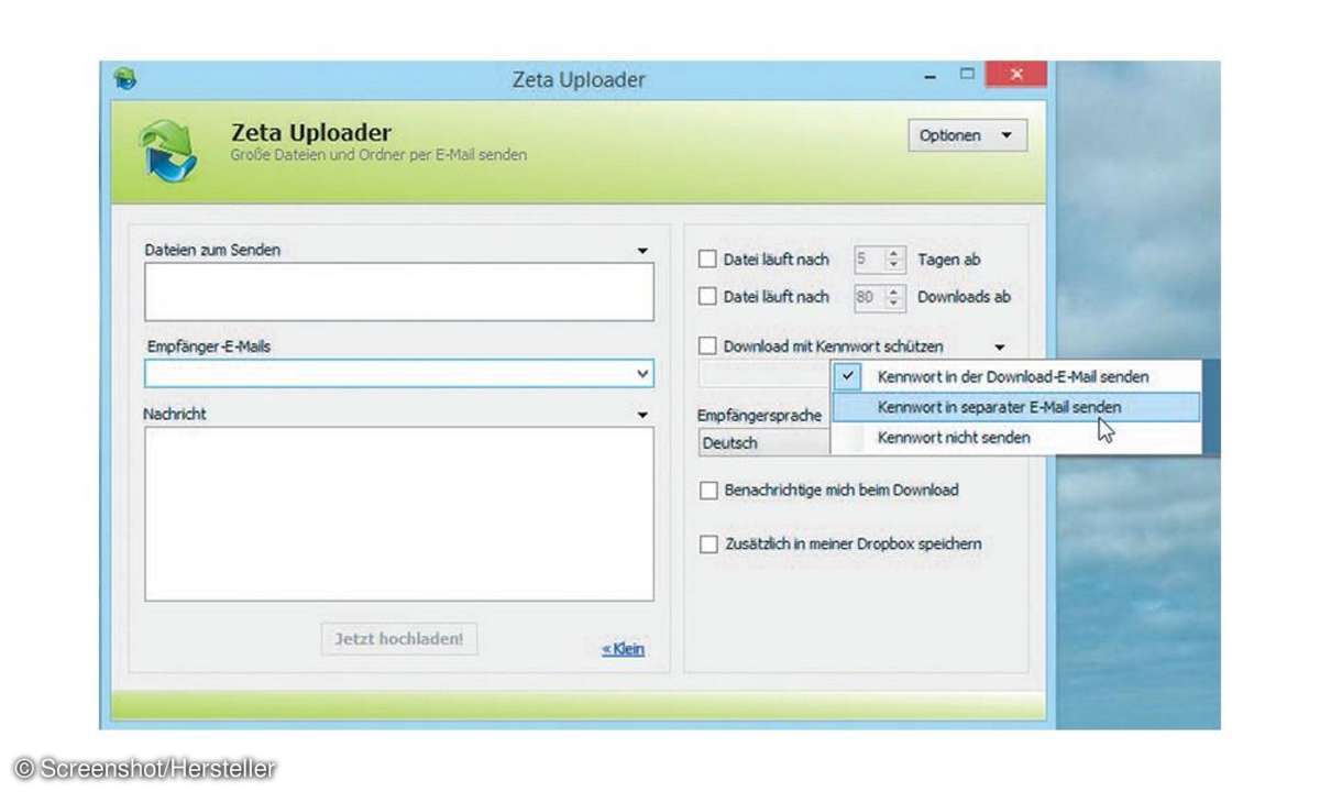 Daten,Versand,Internet,Zeta Uploader