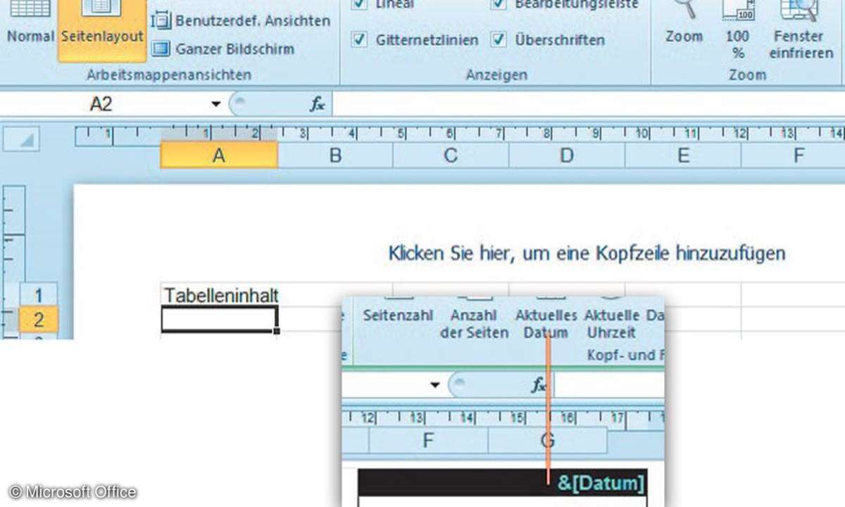 Einfügen von Kopf- und Fußzeilen