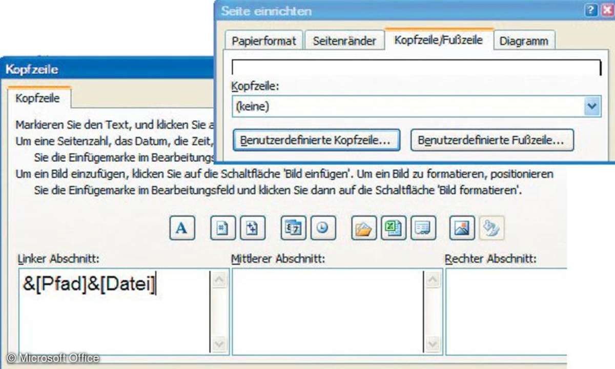 Diagrammblätter mit Dialogfenster versehen