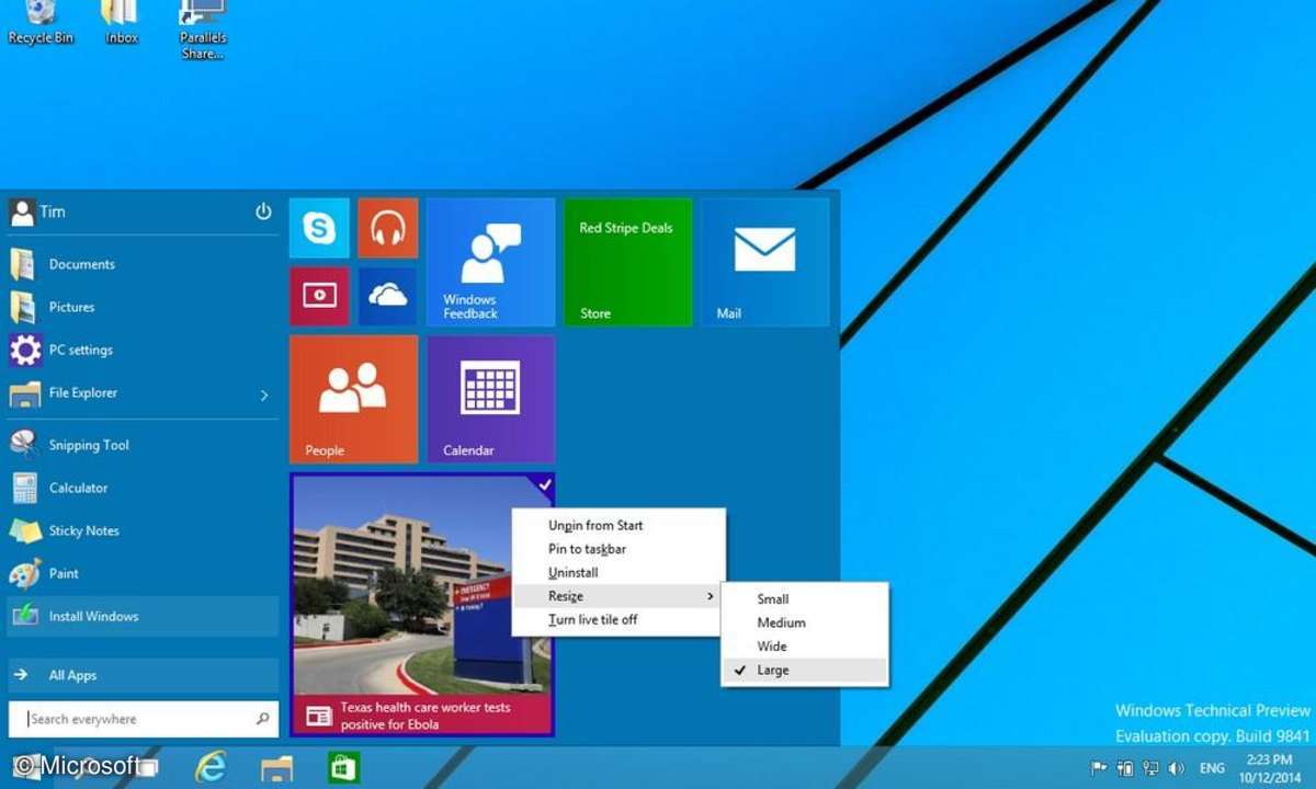 Windows 10, Startmenü