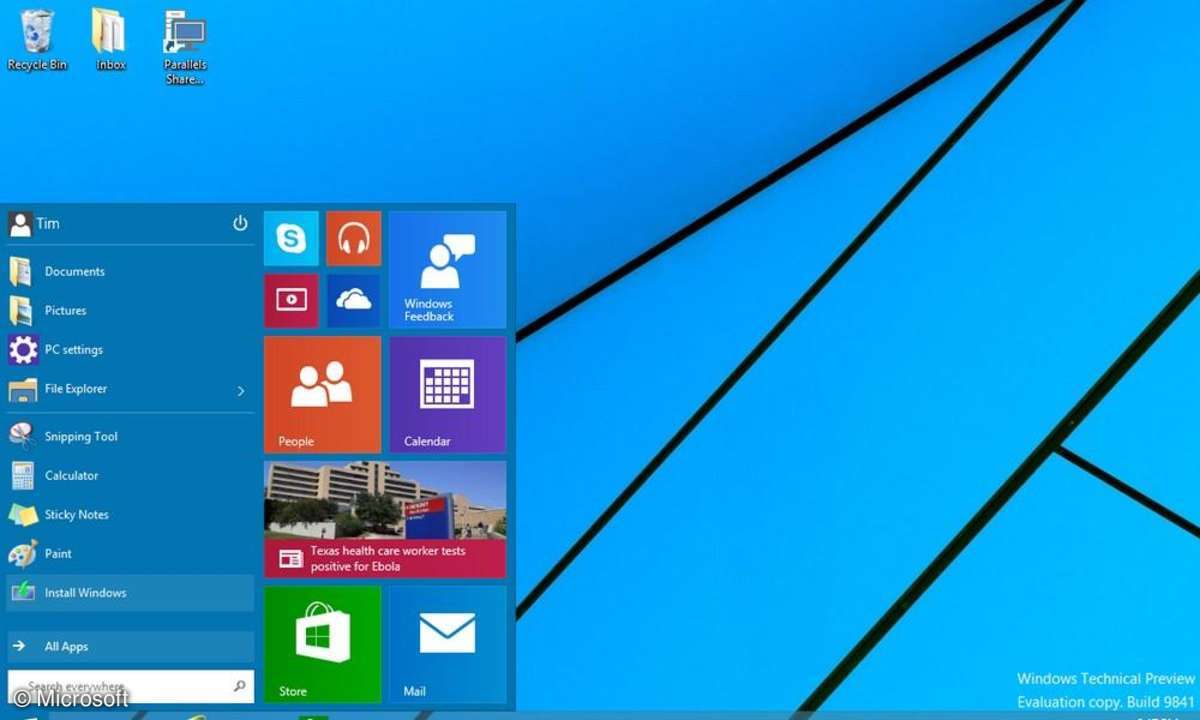 Windows 10, Startmenü