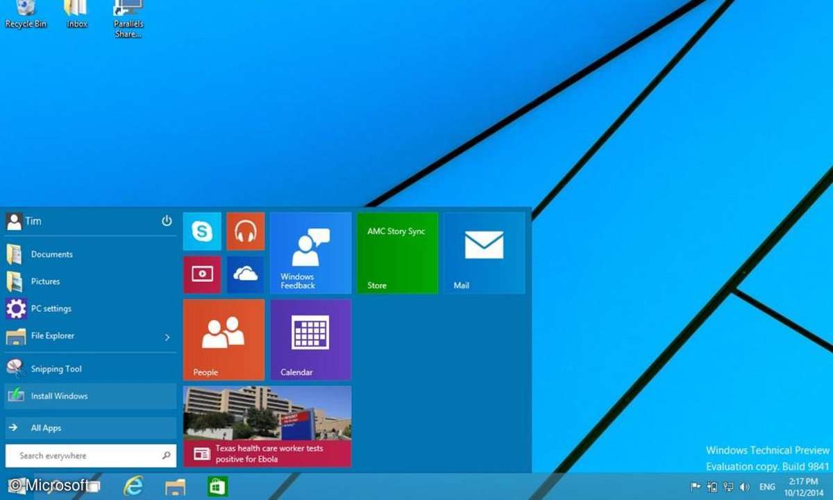 Windows 10, Startmenü