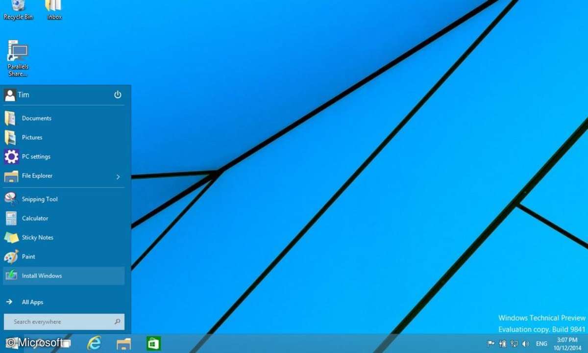 Windows 10, Startmenü
