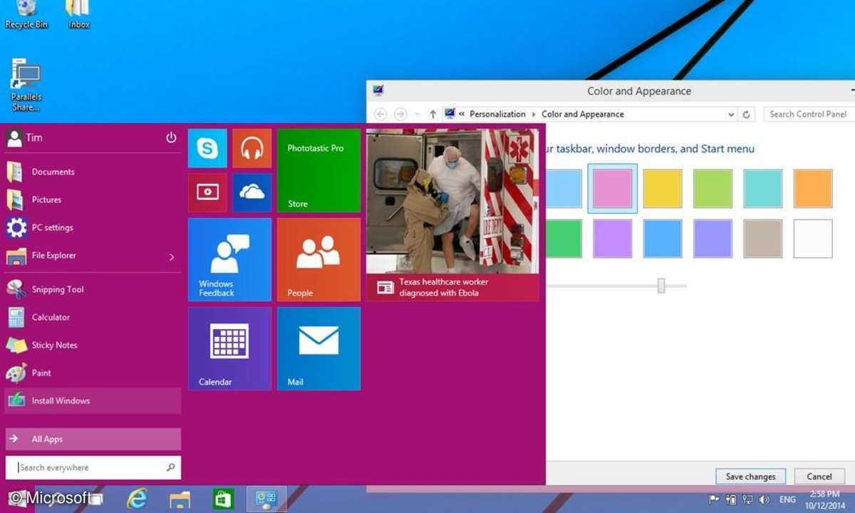 Windows 10, Startmenü