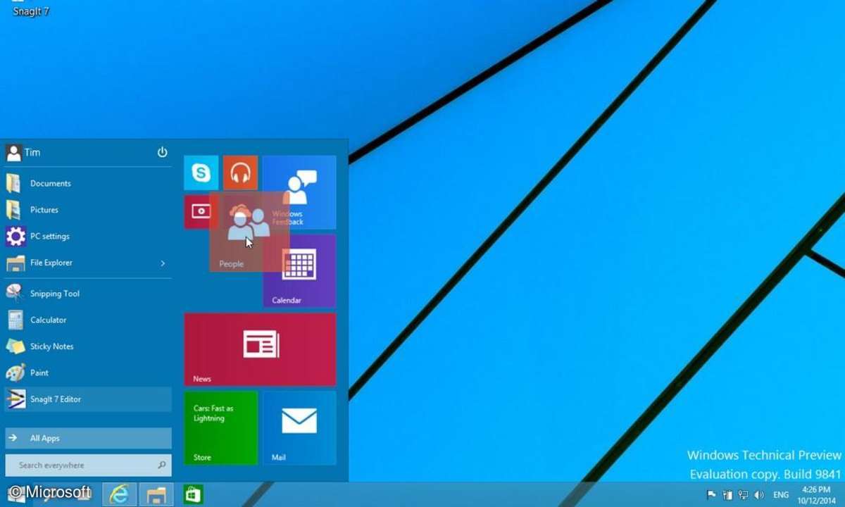 Windows 10, Startmenü