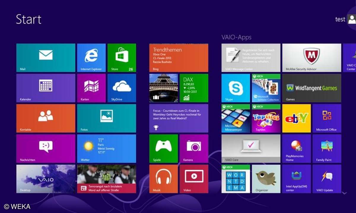 Windows 8 Startscreen