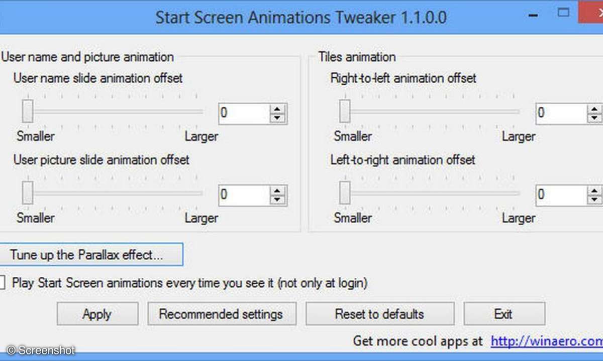Startscreen tunen