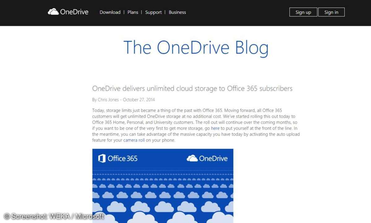 Gratis-Speicher für Office 365