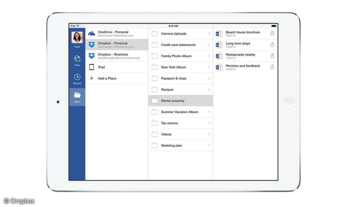Office App mit Dropbox Einbindung