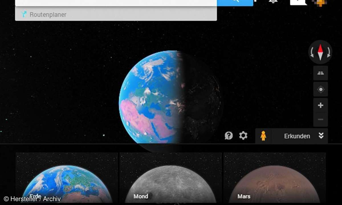 Mars und Mond in Google Apps