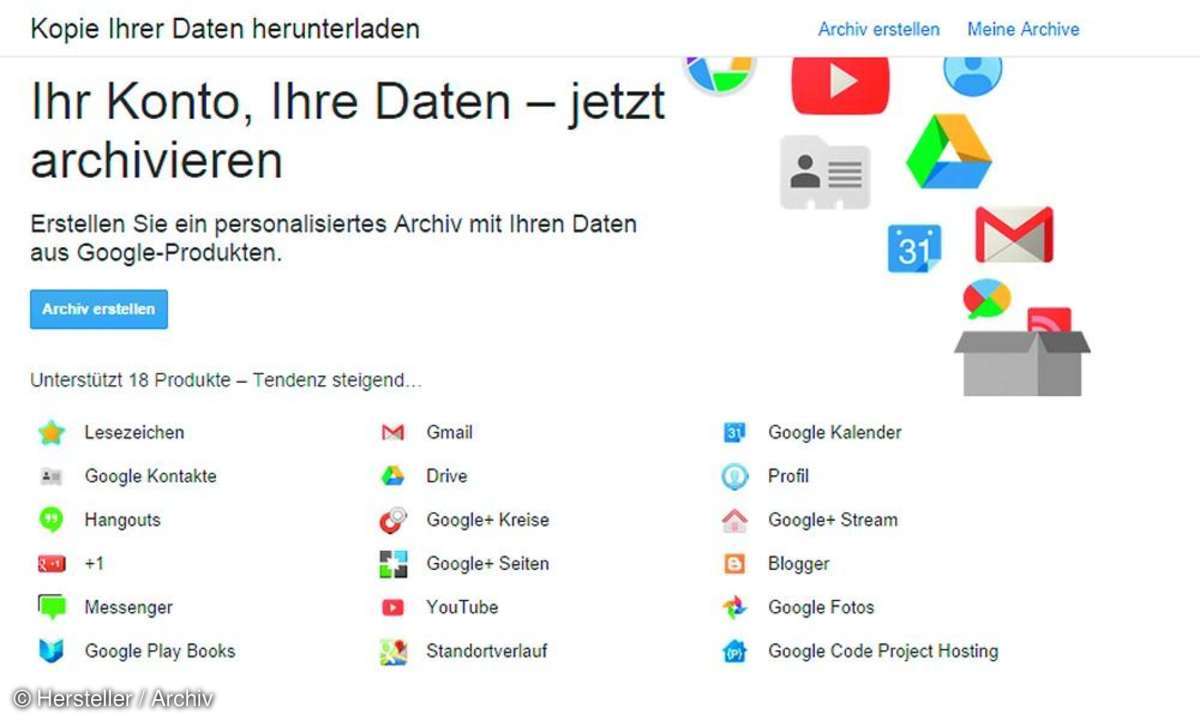 Google Daten archivieren