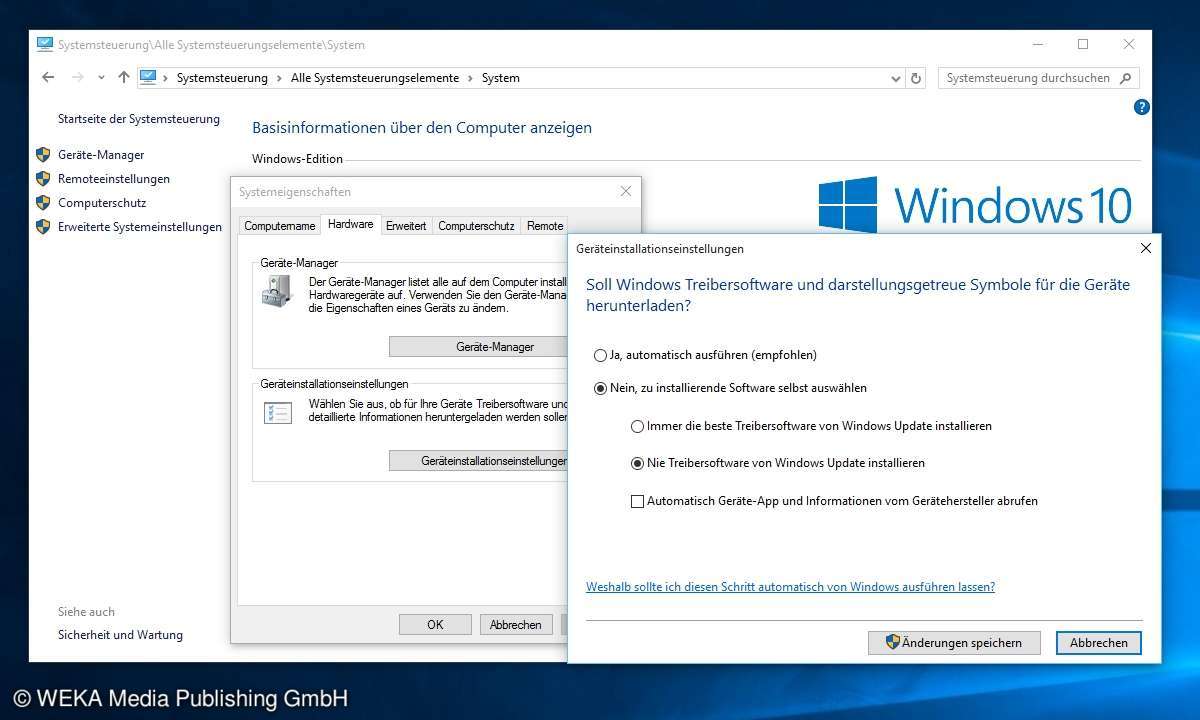 Windows 10: Automatische Treiber-Updates deaktivieren