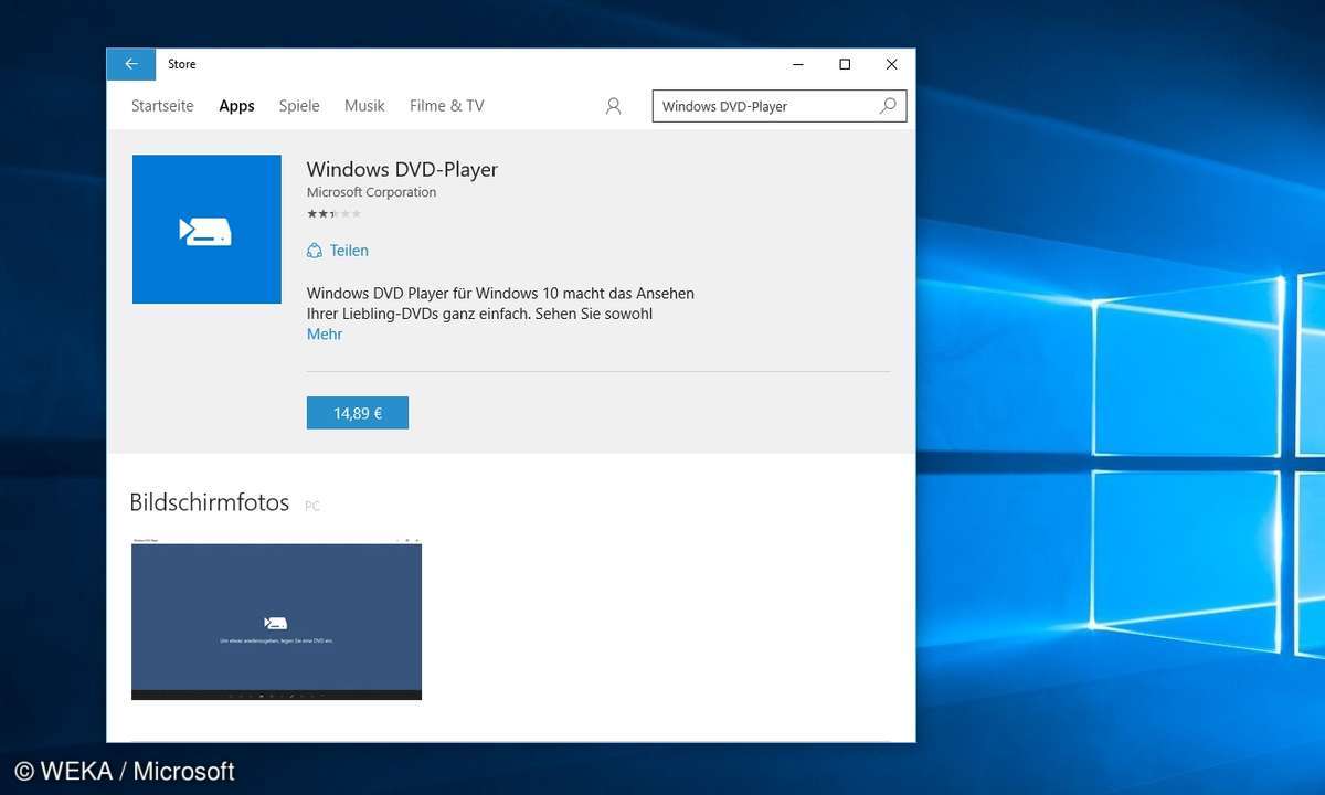 Windows DVD Player: App im Windows Store