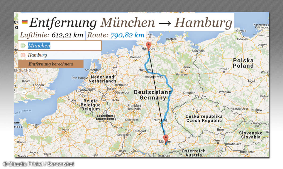 Google Maps - Luftlinie