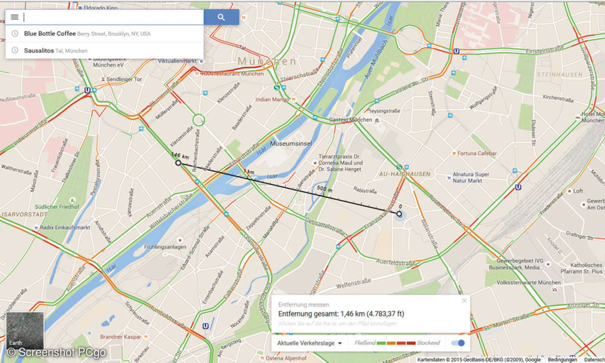 Entfernung und Verkehrslage - Google Maps