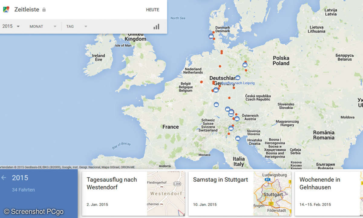 Google Maps Zeitleiste