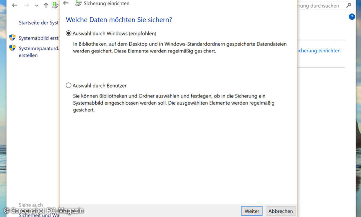Sicherun und wiederherstellen - Windows 10