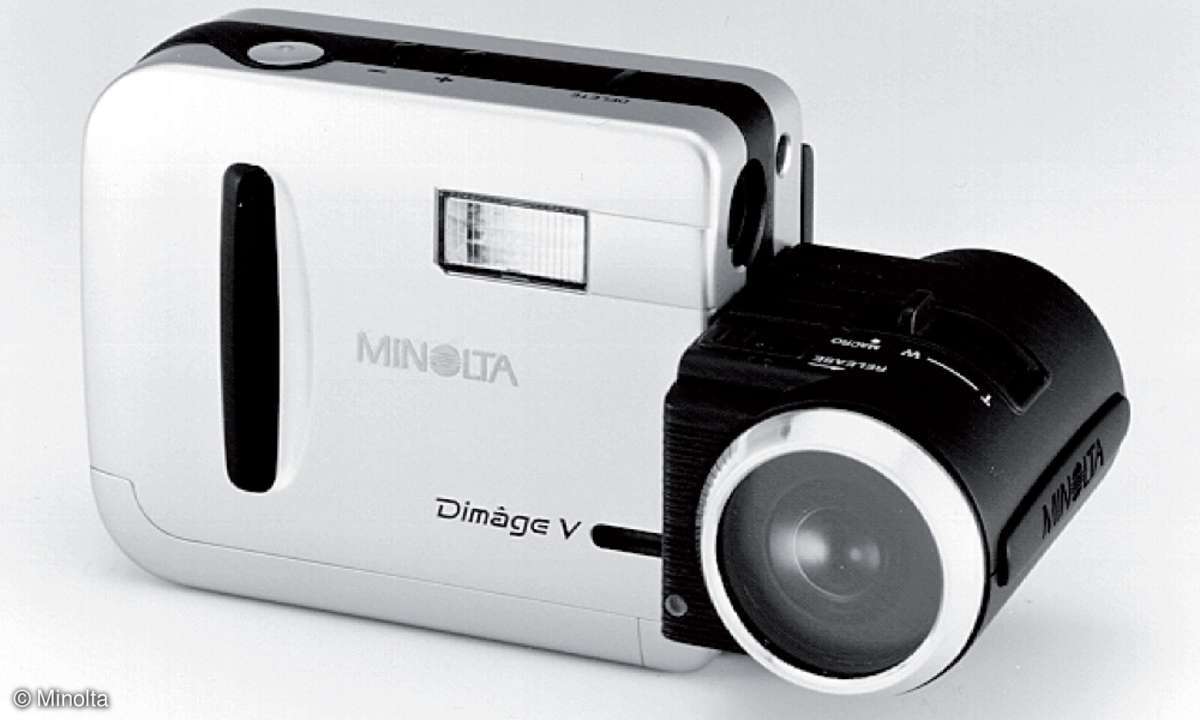 Modular: Die Minolta Dimage bot die Möglichkeit, das schwenkbare Objektiv komplett abzunehmen.