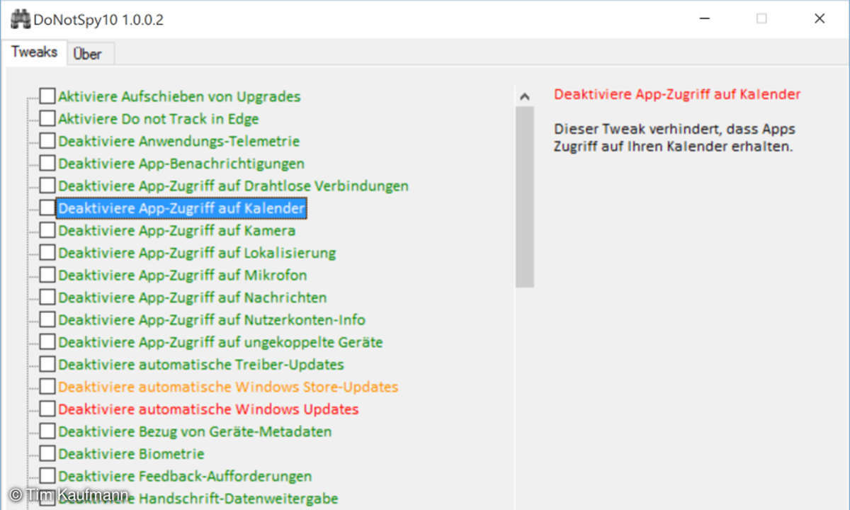 Deaktivierung des App-Zugriffs auf Windows-Funktionen