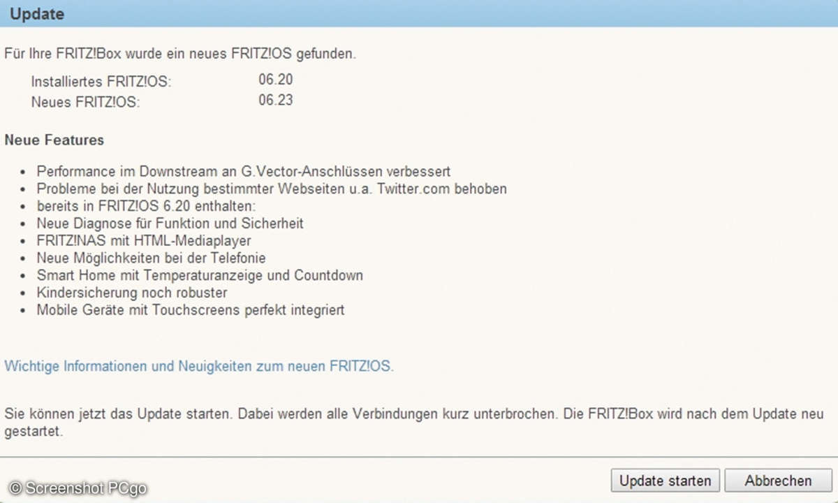 Aktualisierung der Firmware