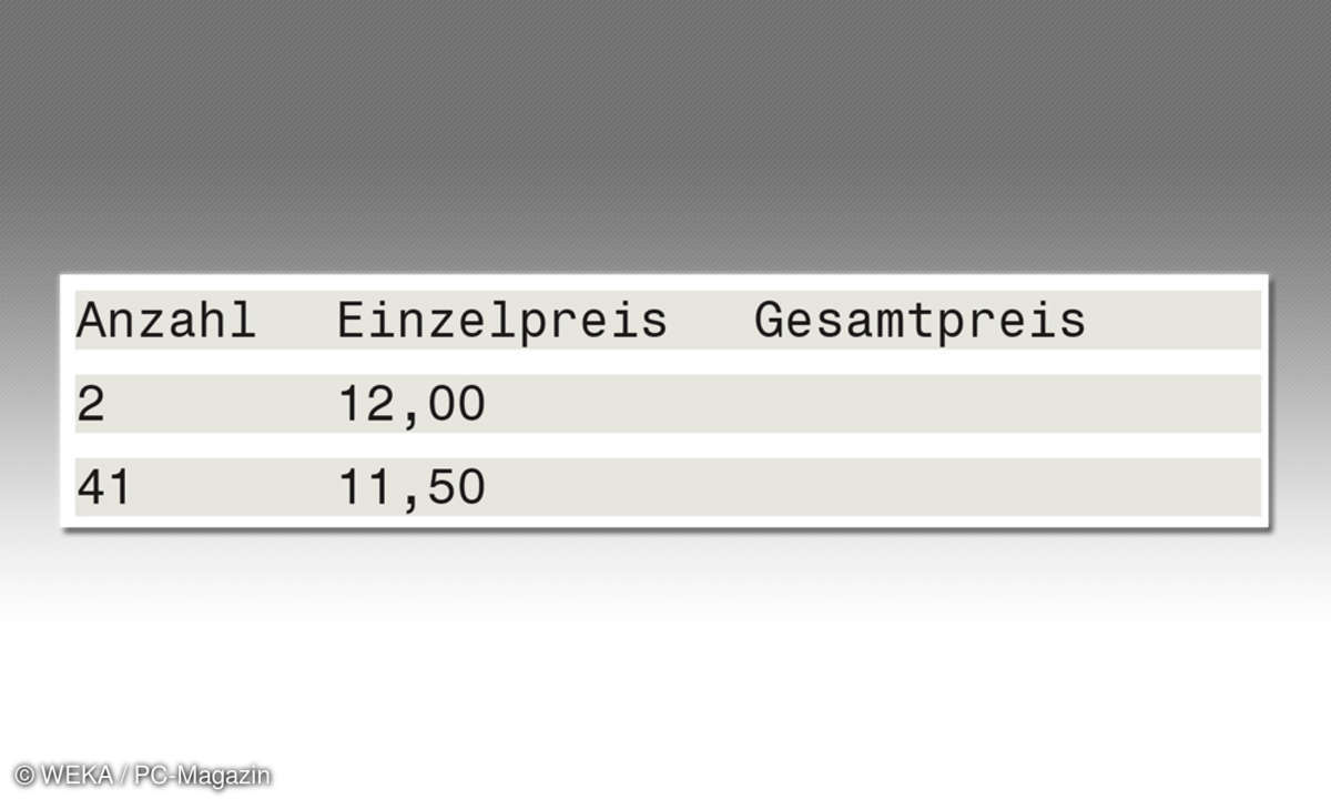 Feldberechnung in Word-Tabellen