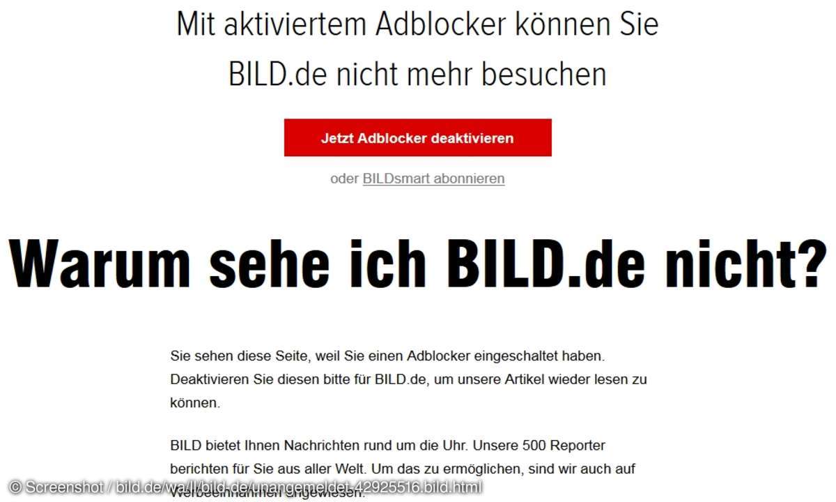 Bild.de: Adblocker-Sperre