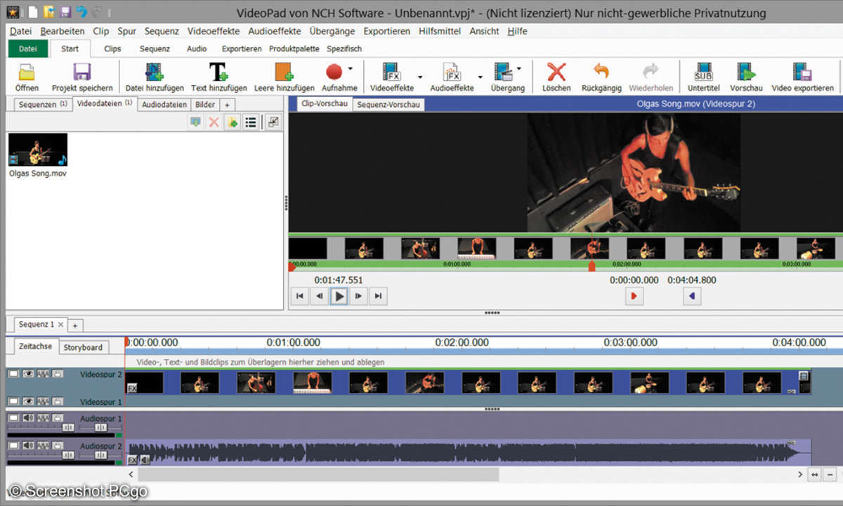 VideoPad Videobearbeitung