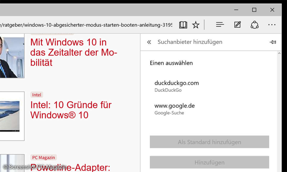 Microsoft Edge: Wechsel der Suchmaschine