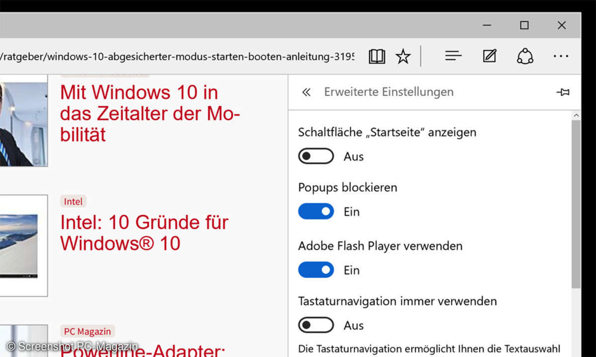In Microsoft Edge Flash abschalten